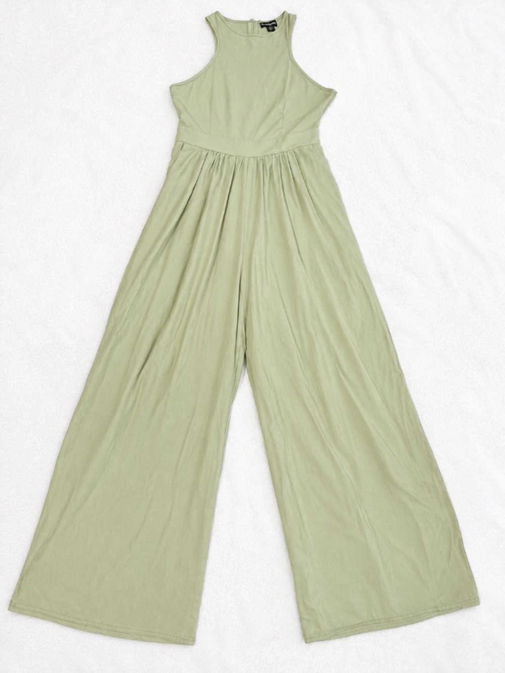 PrettyLittleThing Sage Green Wide Leg Jumpsuit Size US 6